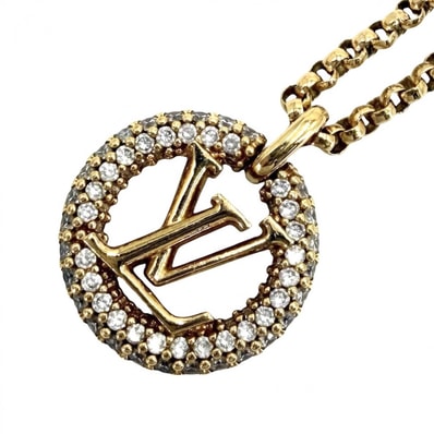LOUIS VUITTON ルイヴィトン ネックレス コリエ・ルイーズ バイ ナイト アクセサリー ペンダント アジャスター付き ラインストーン M00759 ゴールド レディース 約8.1g 美品【中古品】