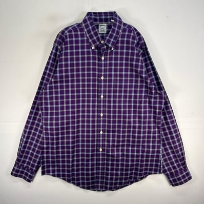 古着 ブルックスブラザーズ Brooks Brothers 長袖シャツ チェック 胸ポケ 1818 L パープル系 マルチカラー メンズ
