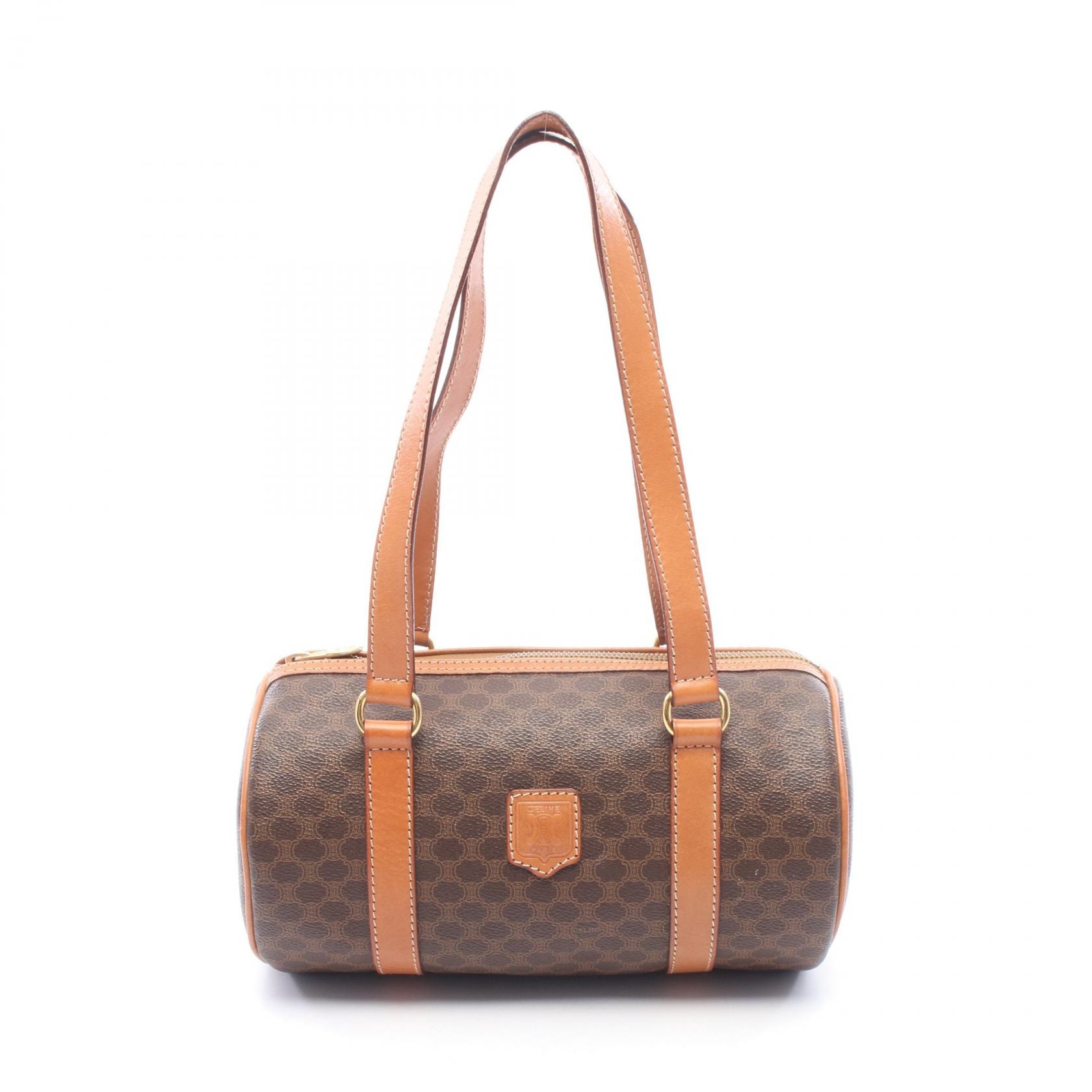 セリーヌ CELINE マカダム ショルダーバッグ ショルダーバッグ バッグ PVCコーティングキャンバス レザー レディース ブラウン系 【中古】