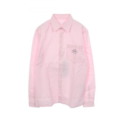 プラダ PRADA ロゴ刺繍 長袖 衣料品 トップス コットン メンズ ピンク系 UCN425 【中古】