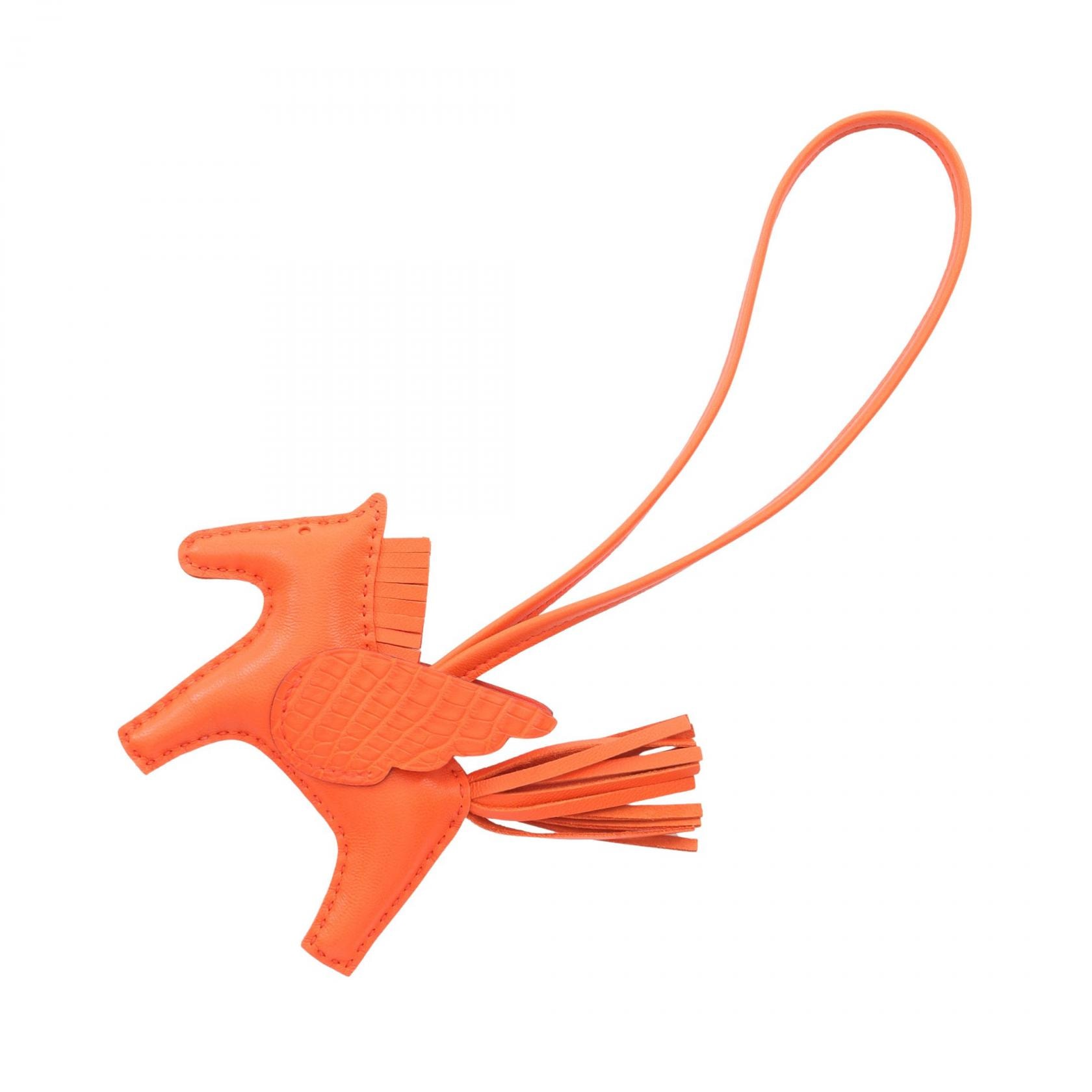 エルメス HERMES ロデオペガサスPM オレンジポピー チャーム アクセサリー アニョーミロ / アリゲーターマット アニョーミロ オレンジ U刻印(2022年製造) レディース オレンジ系 【中古】