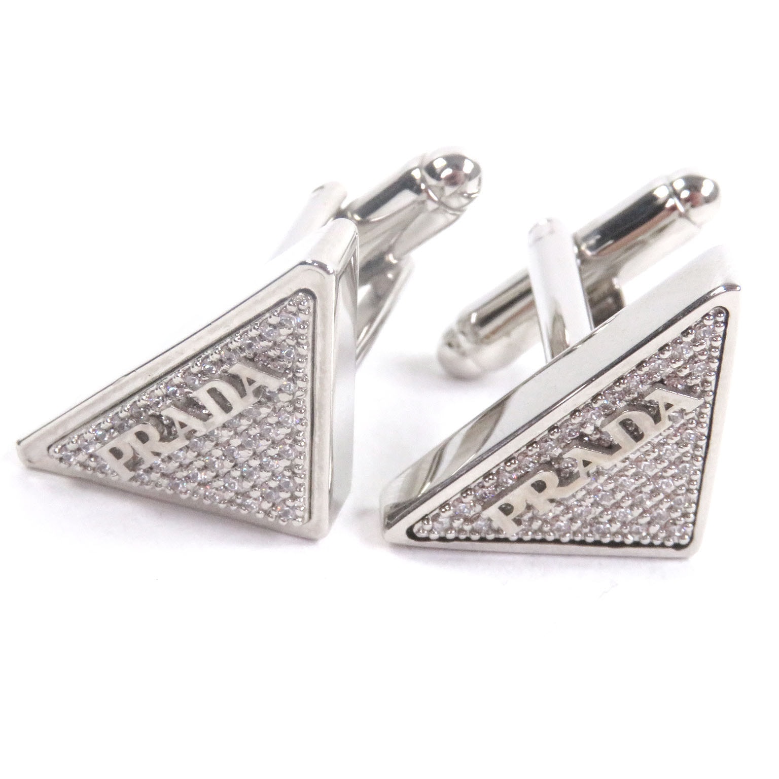極美品 プラダ カフスボタン カフリンクス シルバー メンズ
