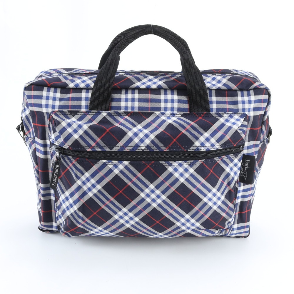 ■美品 バーバリー チェック ネイビートート バッグ