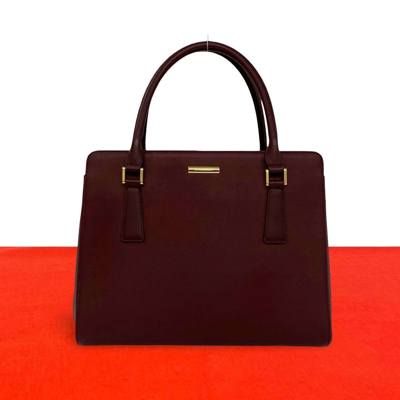 BURBERRY バーバリー ノバチェック 柄 ロゴ 金具 レザー ハンドバッグ レッド
36216