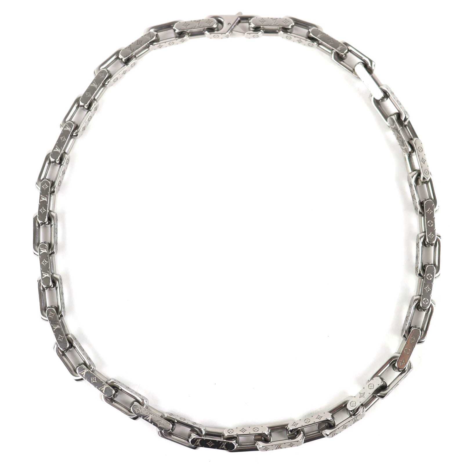Louis Vuitton Monogram Chain Necklace "Silver"