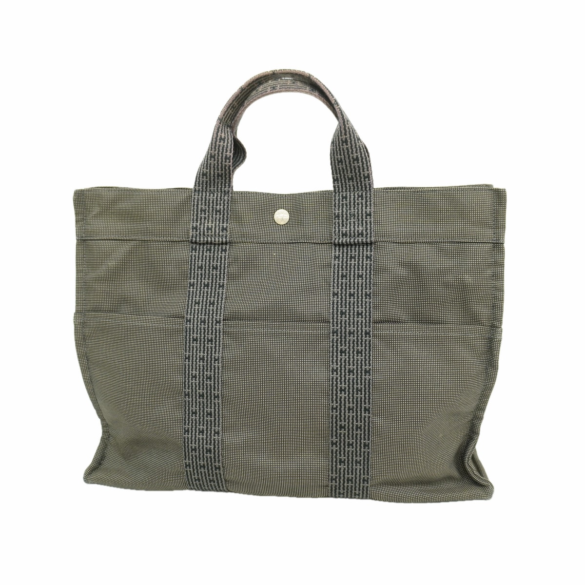 【6hd3733】エルメス トートバッグ エールラインMM ナイロン グレー シルバー金具【中古】メンズ レディース ユニセックス