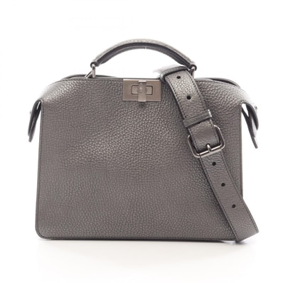 フェンディ FENDI ピーカブー アイシーユー スモール メタリック 2WAY ハンドバッグ バッグ レザー レディース グレー系 7VA530 【中古】