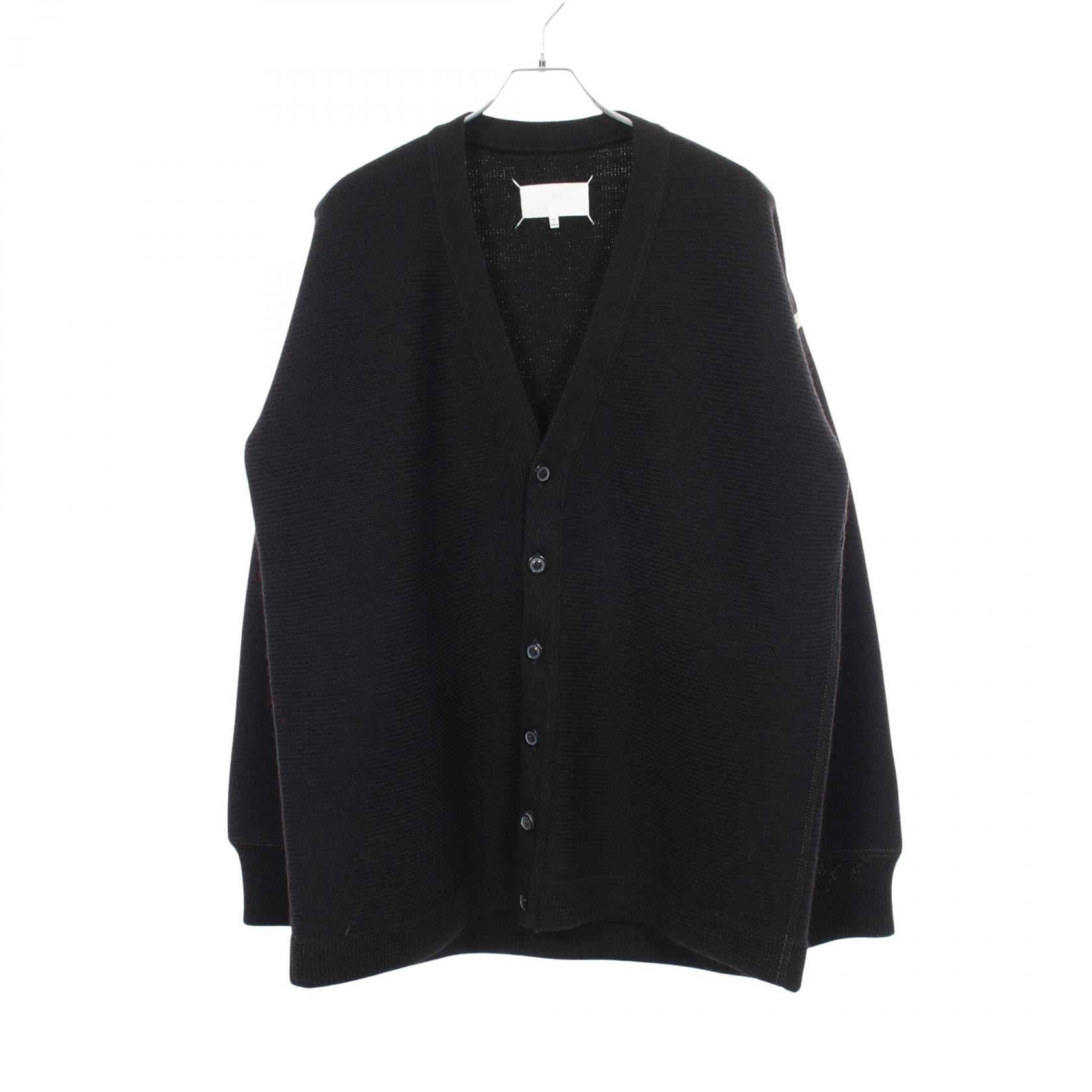 メゾン マルジェラ Maison Margiela Four Stitches Detail Wool Zipper Cardigan ダメージ加工 カーディガン 衣料品 トップス ウール メンズ ブラック系 【中古】