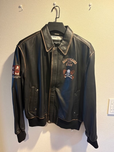 C2H4 x MMJ Washed Leather Jacket "FADED BLACK"