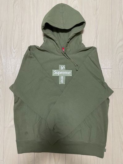 Supreme Cross Box Logo Hooded Sweatshirt "Light Olive"