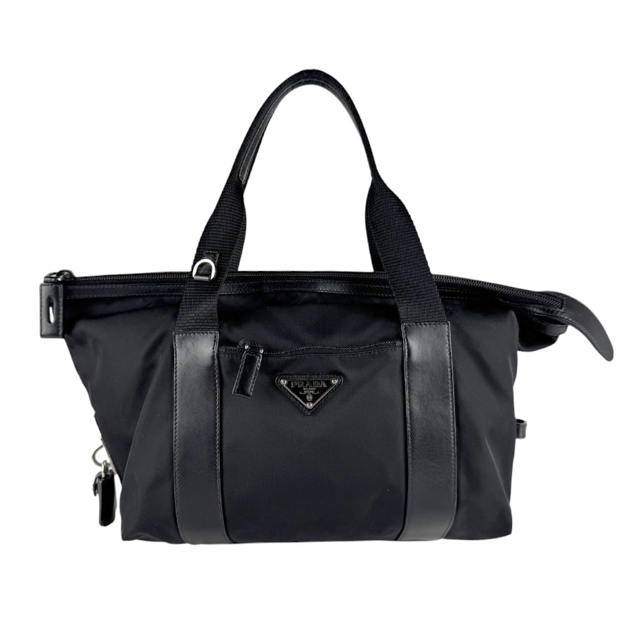 プラダ PRADA ハンドバッグ ナイロン/レザー ブラック ユニセックス【中古】 z10016