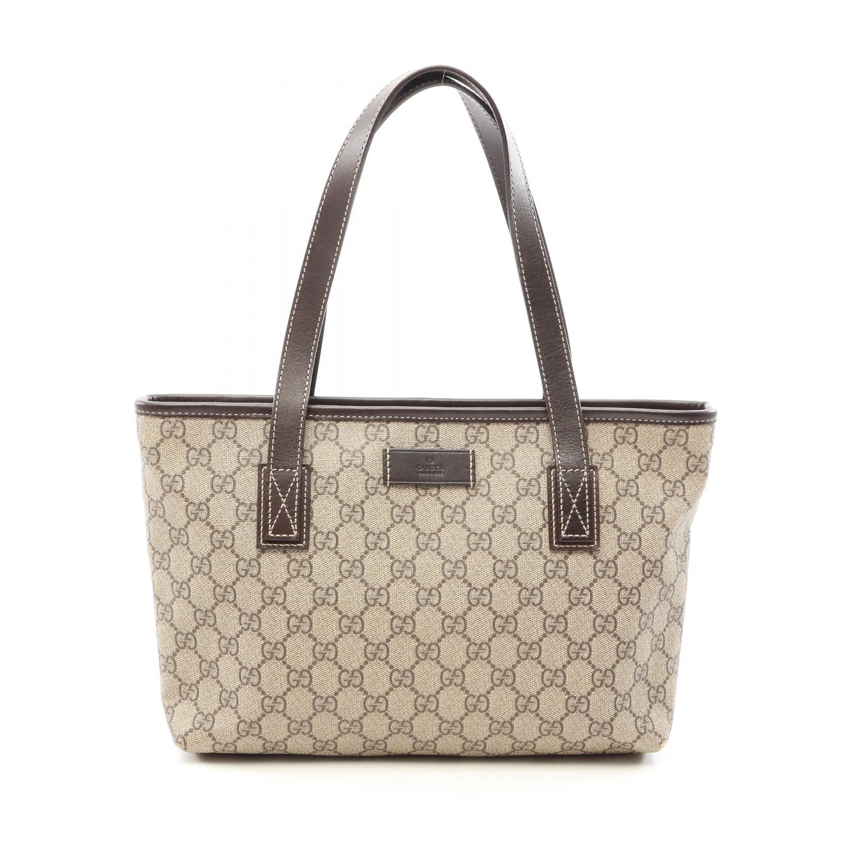 グッチ GUCCI GGスプリーム トートバッグ バッグ PVCコーティングキャンバス レザー レディース ベージュ系 / ブラウン系 211138 【中古】