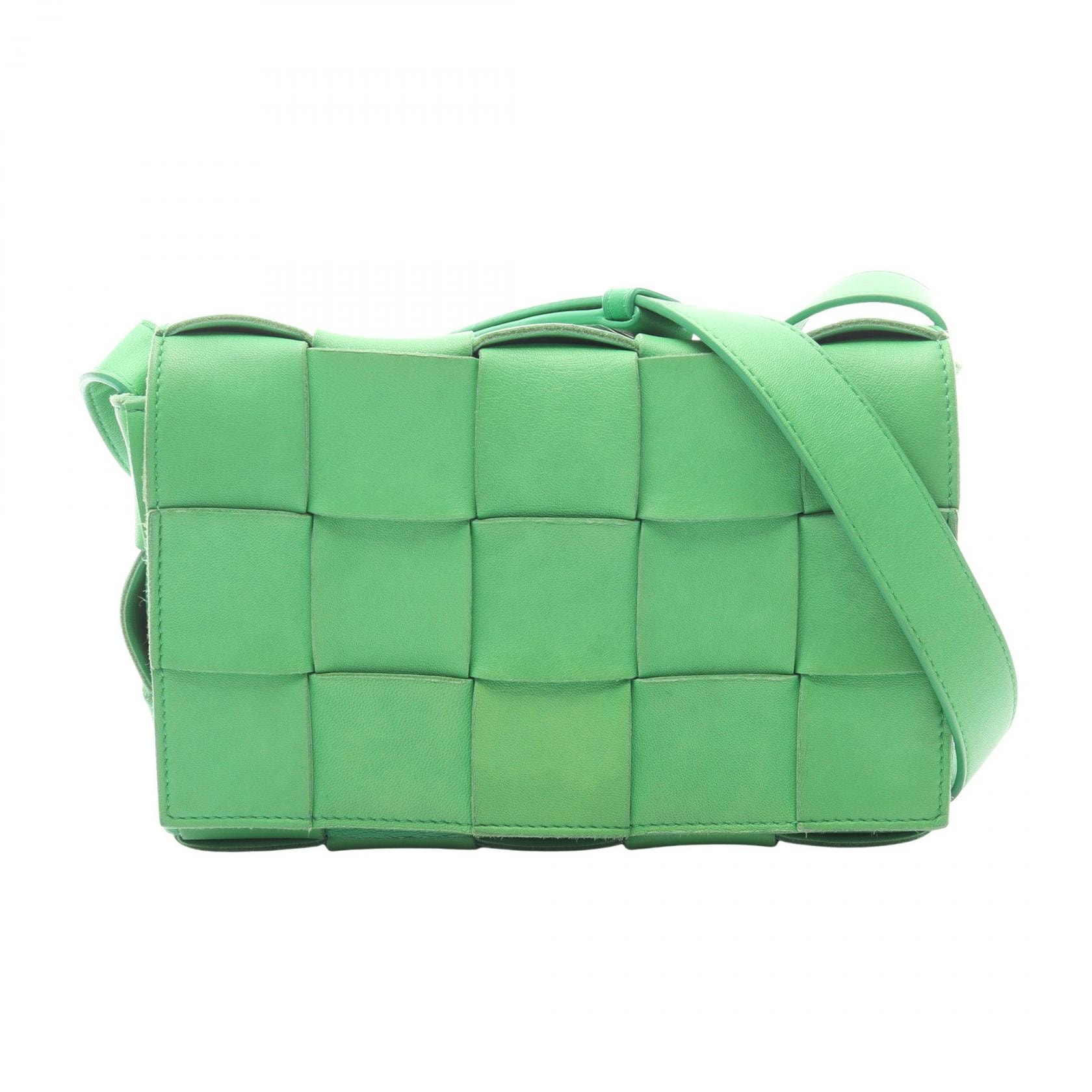 ボッテガヴェネタ BOTTEGA VENETA カセット クロスボディ マキシイントレチャート ショルダーバッグ バッグ レザー レディース グリーン系 578004 【中古】