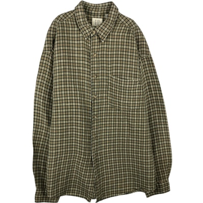古着 90年代 ギャップ GAP オールドギャップ チェック柄 長袖 ラミー×リネンシャツ メンズL相当 ヴィンテージ/eaa647018