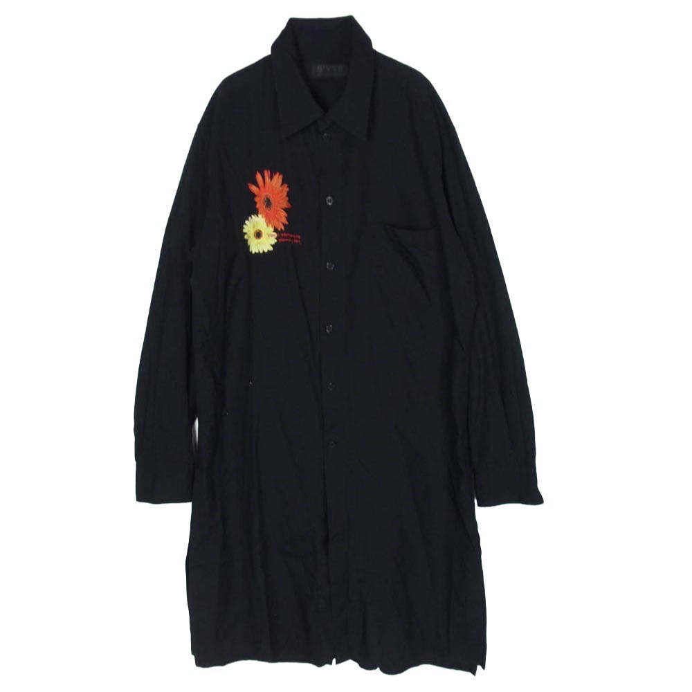 Yohji Yamamoto ヨウジヤマモト UH-B74-080 s’yte サイト 花柄 フラワー 刺繍 ロング 長袖 シャツ ブラック系 3【中古】