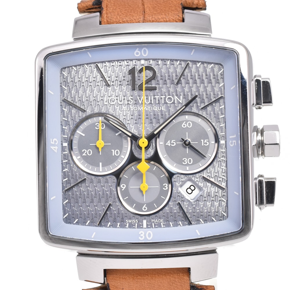 ルイ・ヴィトン LOUIS VUITTON Q2121 スピーディ クロノグラフ デイト アイスブルー 自動巻き メンズ 良品 箱付き 腕時計 D#147214