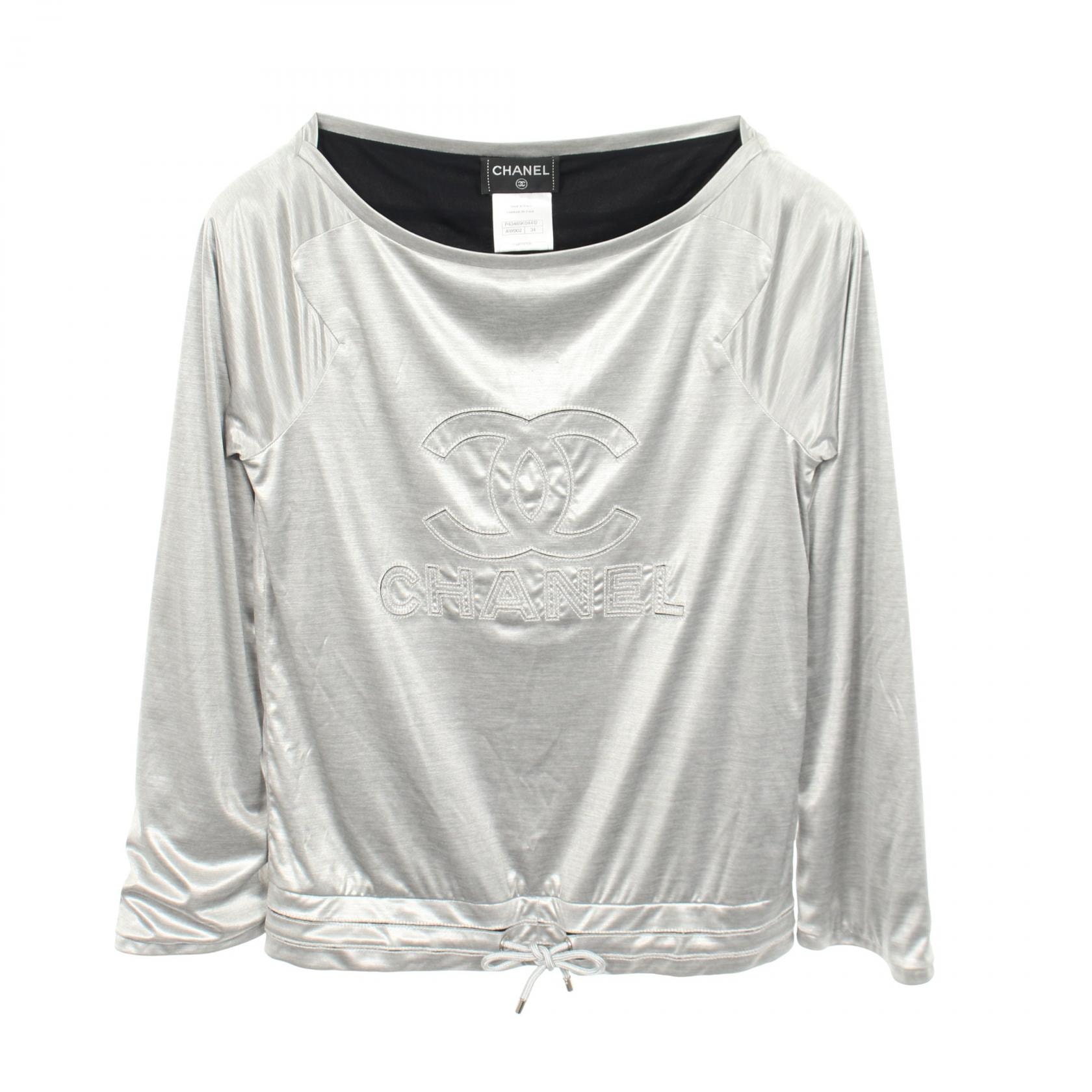 シャネル CHANEL ココマーク メタリック プルオーバー 長袖Tシャツ 衣料品 トップス ポリエステル レディース シルバー系 P43485K04412 【中古】