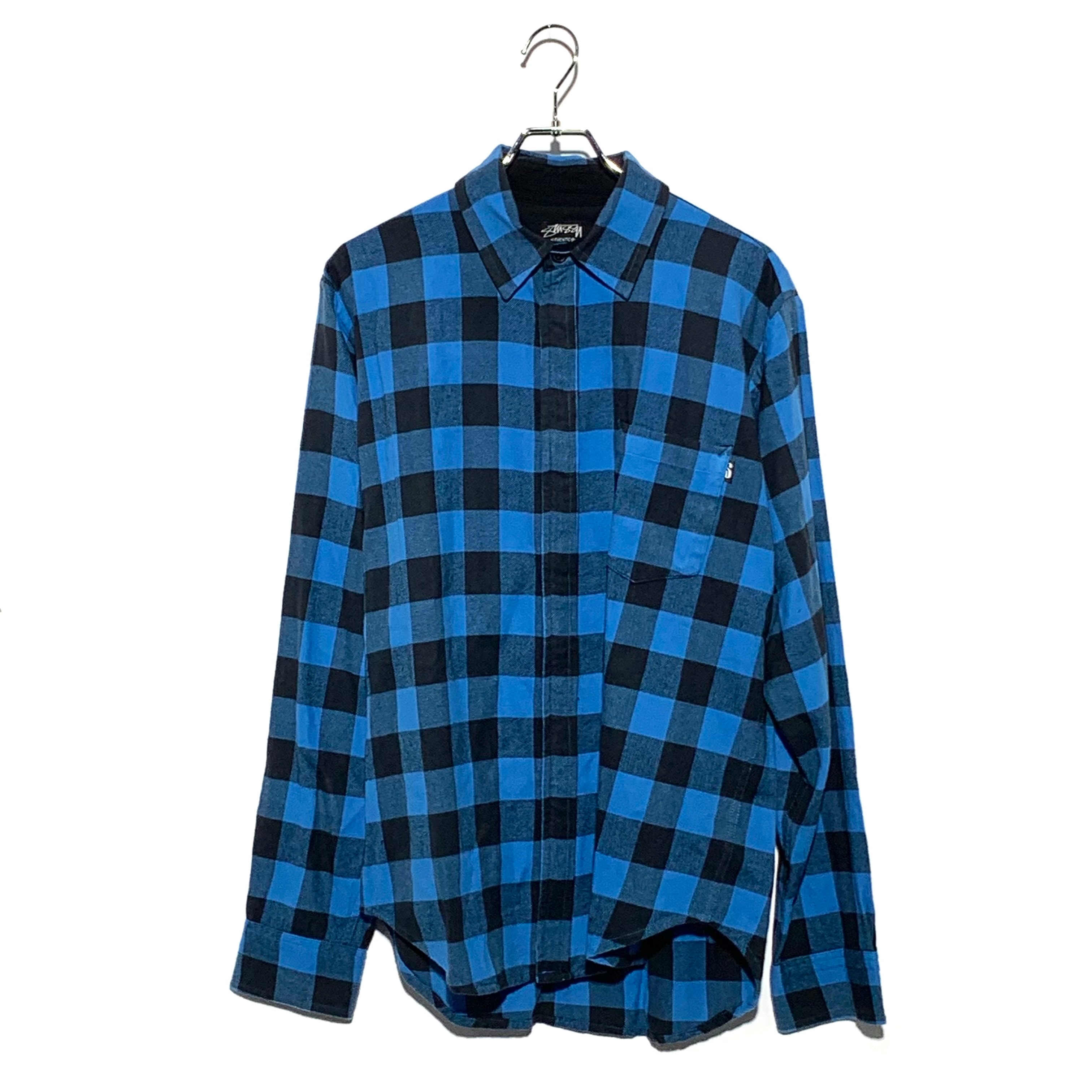 STUSSY check shirt Blue×Black