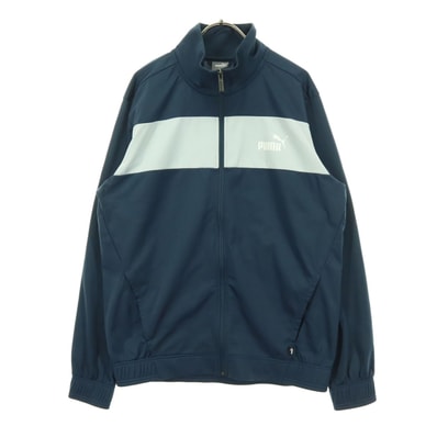 PUMA プーマ バイカラー ワンポイントロゴ 長袖 トラックジャケット L ネイビー系