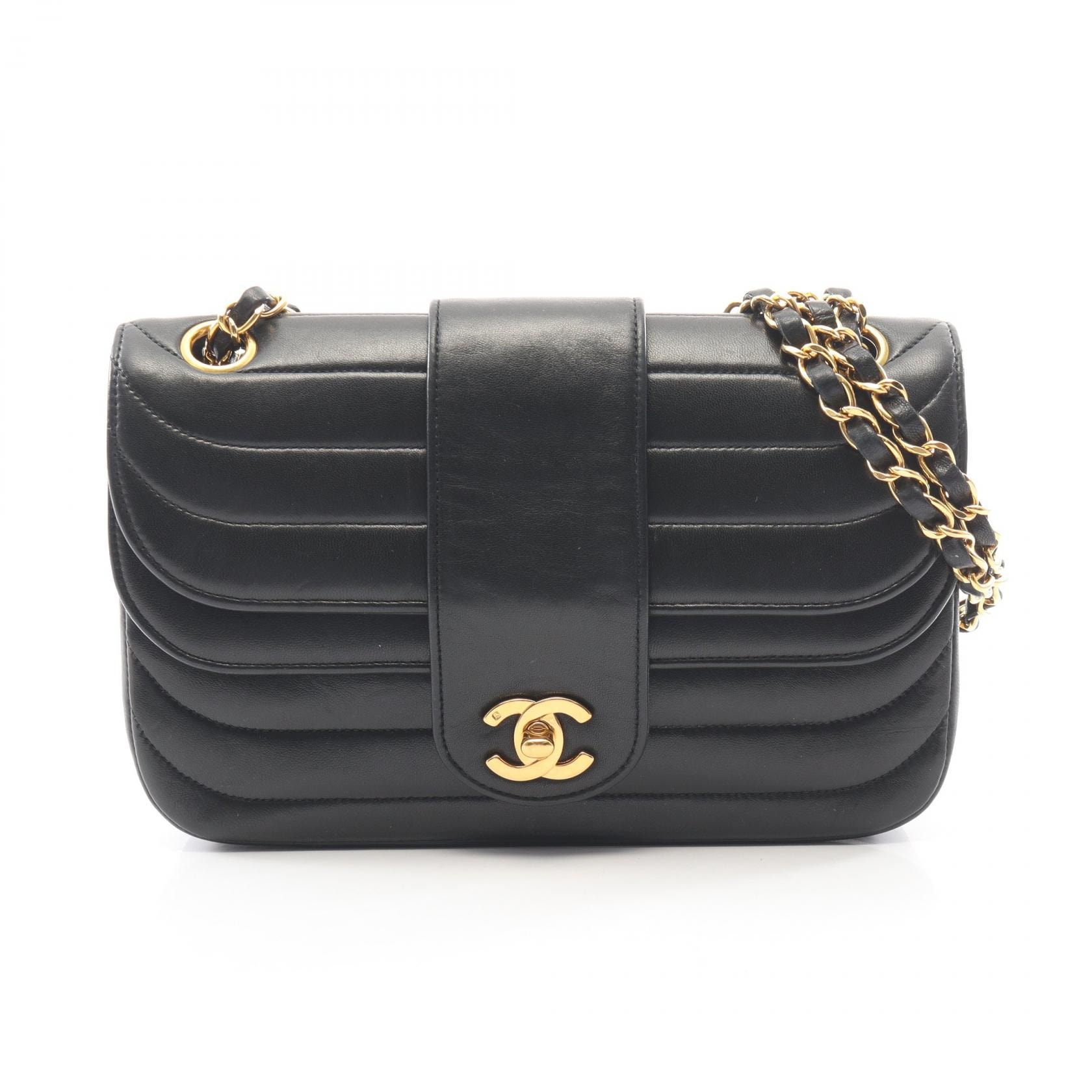 シャネル CHANEL マドモアゼル ショルダーバッグ バッグ ラムスキン(羊革) レディース ブラック系 【中古】