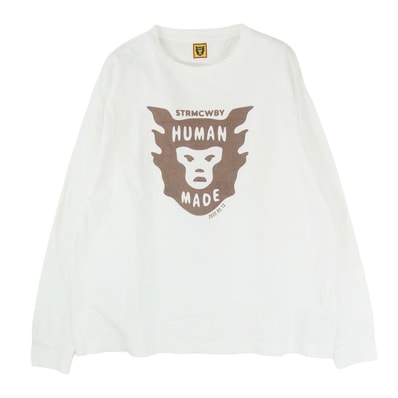 HUMAN MADE ヒューマンメイド カットソー STRMCWBY HUMAN MADE 長袖 プリント Tシャツ オフホワイト系 XL【中古】