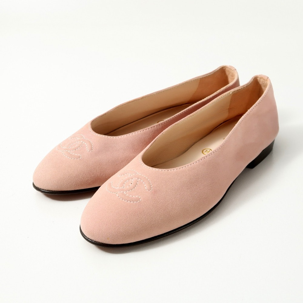 CHANEL シャネル パンプス サイズ37 ココマーク CCステッチ スエード フラットシューズ ブランド古着【中古】20260630/RA9795