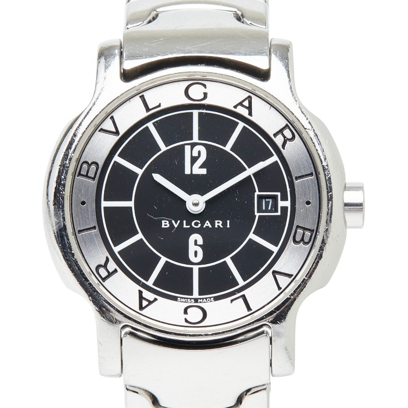 ブルガリ ソロテンポ 腕時計 ST29S クオーツ ブラック文字盤 ステンレススチール レディース BVLGARI 【中古】