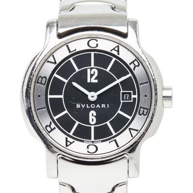 ブルガリ ソロテンポ 腕時計 ST29S クオーツ ブラック文字盤 ステンレススチール レディース BVLGARI 【中古】