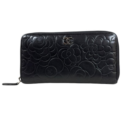 シャネル カメリア 長財布 レザー レディース CHANEL 中古