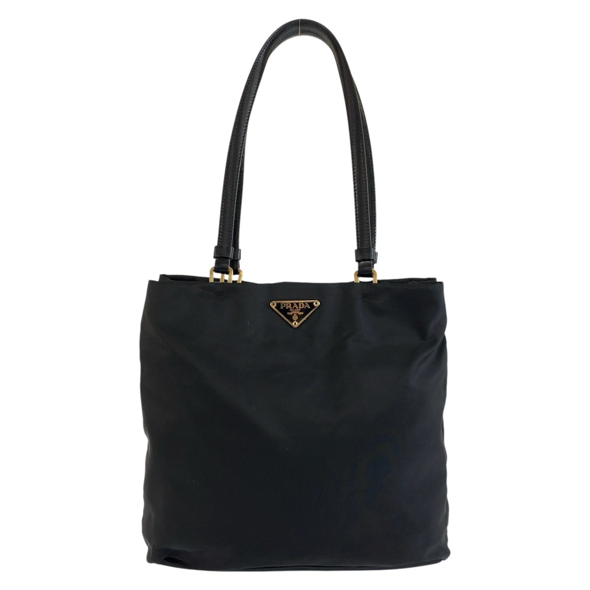 PRADA プラダ テスート 三角ロゴプレート ブラック 黒 ゴールド金具 ナイロン トートバッグ ショルダーバッグ 604581 【中古】