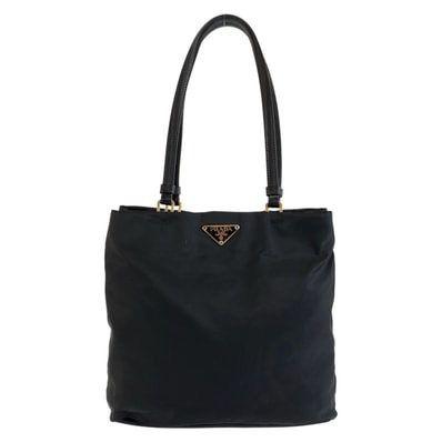 PRADA プラダ テスート 三角ロゴプレート ブラック 黒 ゴールド金具 ナイロン トートバッグ ショルダーバッグ 604581 【中古】