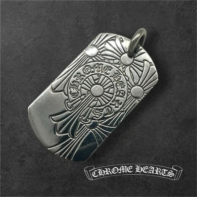 Chrome Hearts Dog Tag Large God Bless Charm "Silver"