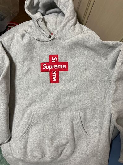 Supreme Cross Box Logo Hooded Sweatshirt "Grey"