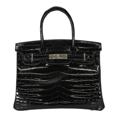 HERMES エルメス ハンドバッグ バーキン30 黒 (ブラック) クロコダイルニロティカス シルバー金具 Z刻印 Aランク【中古】