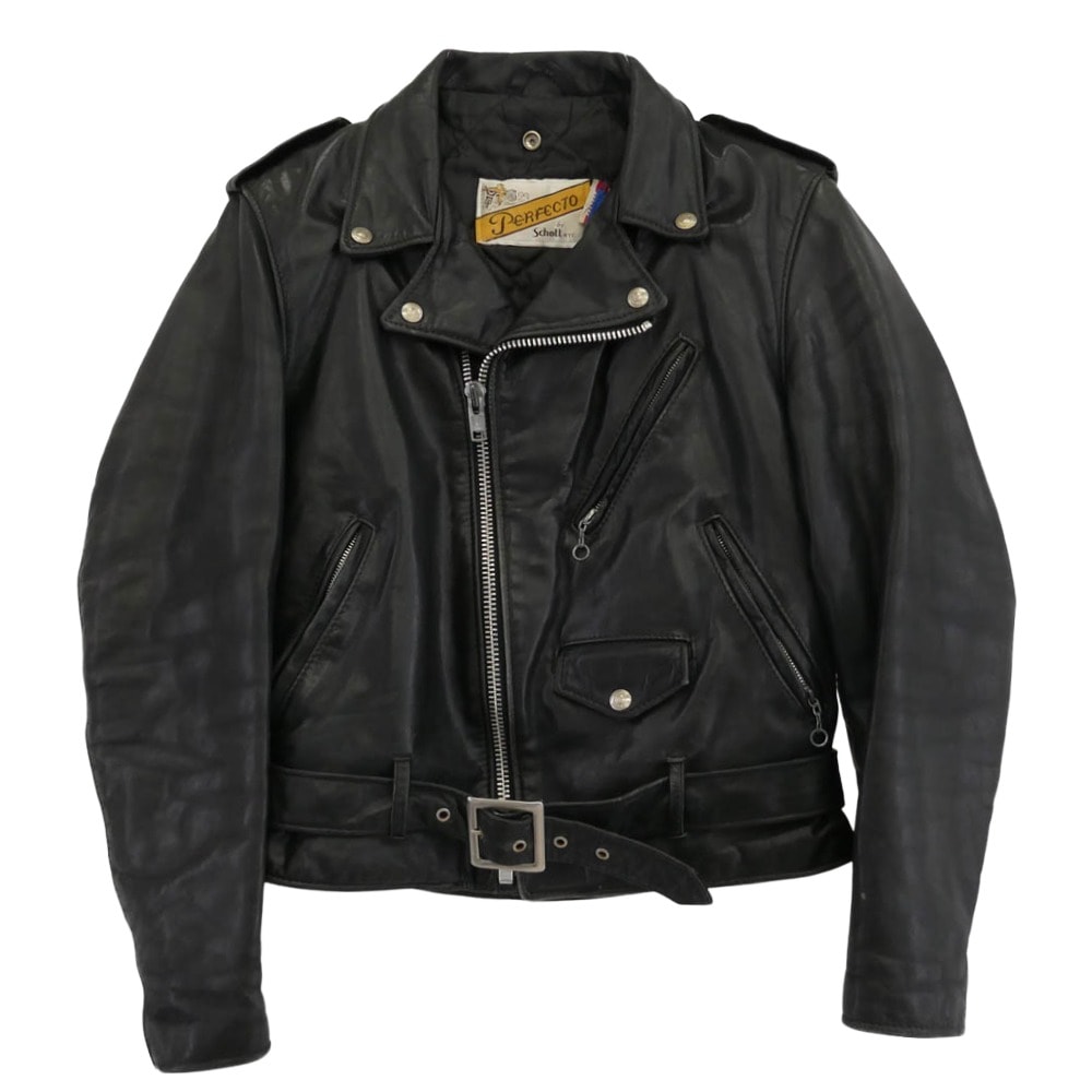schott ショット レザージャケット USA製 Vintage  ヴィンテージ バイカータグ 80s ダブルライダース ジャケット レザージャケット ブラック系 36【中古】