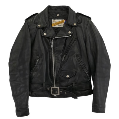 schott ショット レザージャケット USA製 Vintage ヴィンテージ バイカータグ 80s ダブルライダース ジャケット レザージャケット ブラック系 36【中古】