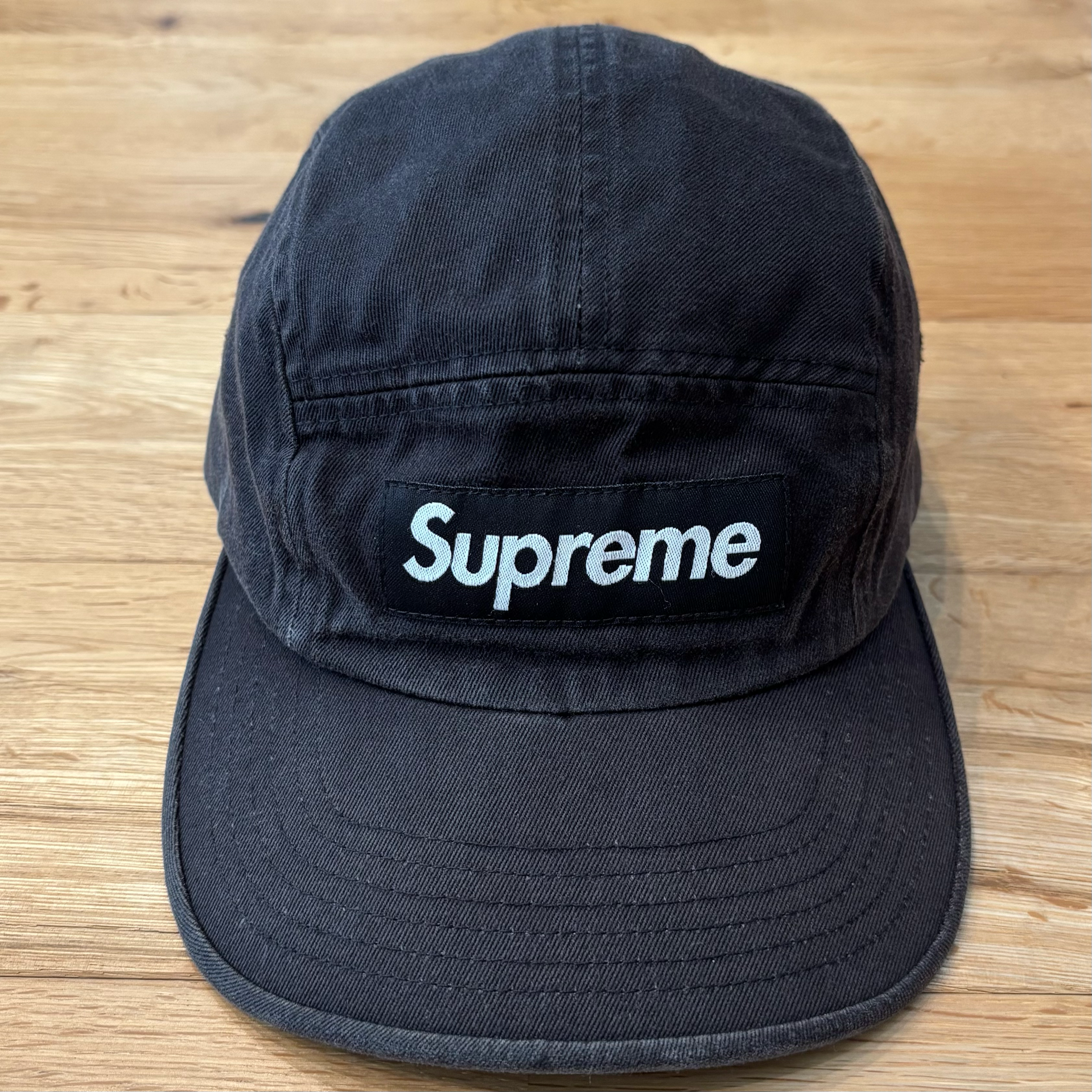Supreme Washed Chino Twill Camp Cap ブラック チノツイル ボックスロゴ シュプリーム