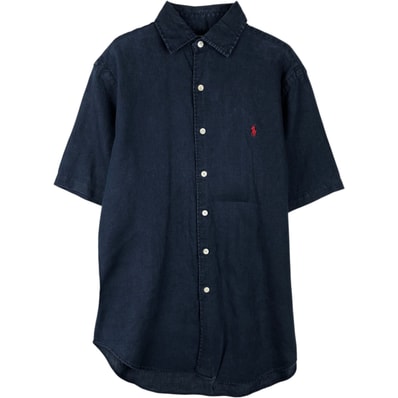 古着 ラルフローレン Ralph Lauren POLO by Ralph Lauren 半袖 リネンシャツ メンズS相当/eaa641288