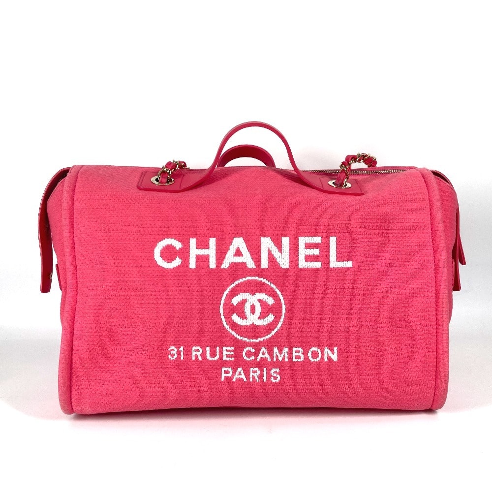シャネル CHANEL ドーヴィル ボストンバッグ AS4166 CC ココマーク ロゴ 2WAYバッグ ハンドバッグ Wチェーン ショルダーバッグ キャンバス ピンク