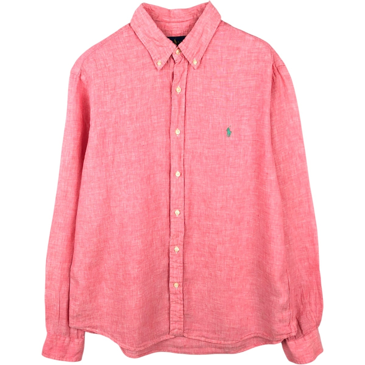 古着 ラルフローレン Ralph Lauren CLASSIC FIT RL UNTUCKED FIT 長袖 リネン ボタンダウンシャツ メンズL相当/eaa668543