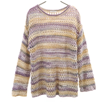 JOURNAL STANDARD ジャーナルスタンダード ボーダー柄 長袖 メッシュ セーター パープル ニット ローゲージ