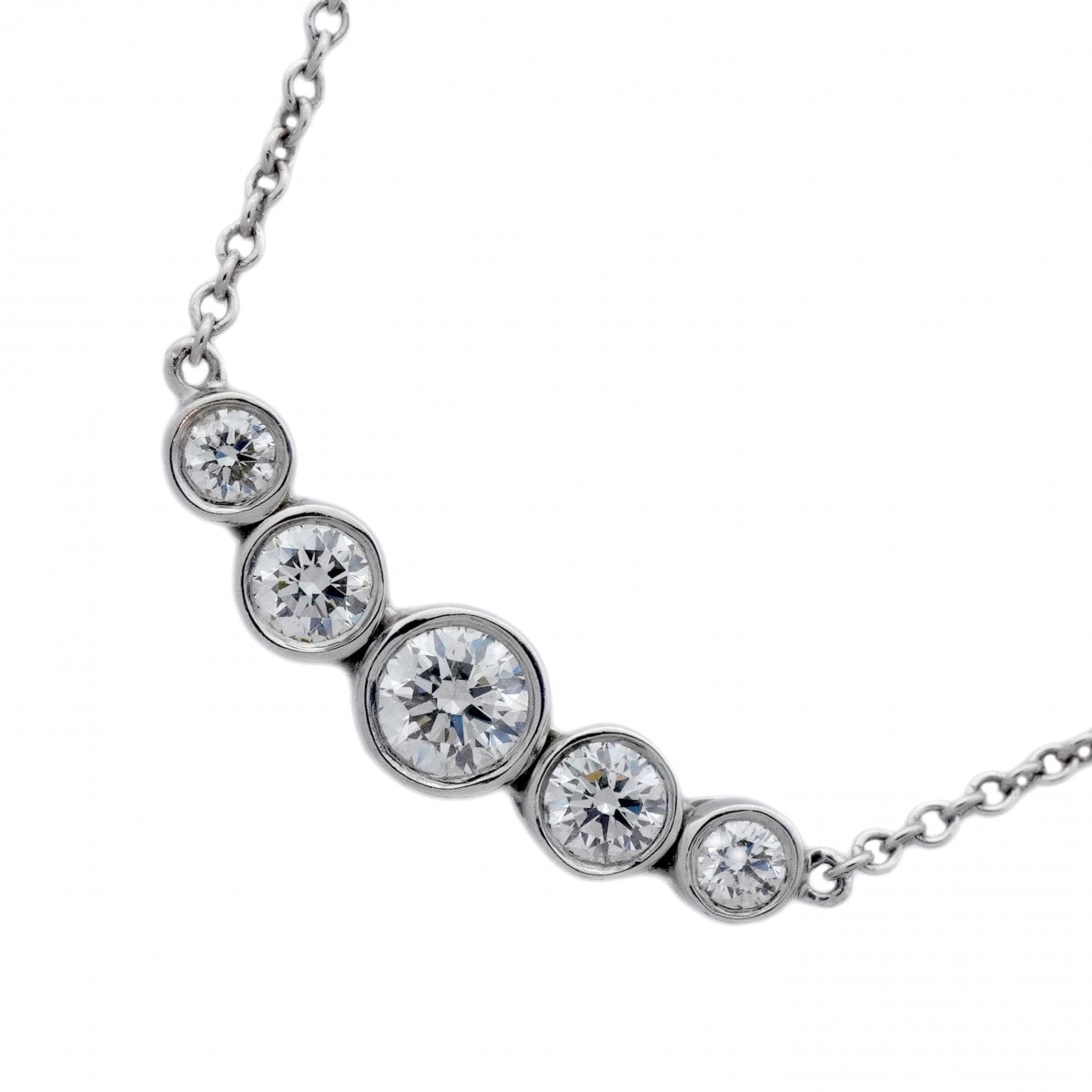 【6jdb0408-18】ティファニー ネックレス ジャズ/グラジュエイテッド 5PD Pt950 プラチナ ダイヤモンド【中古】レディース