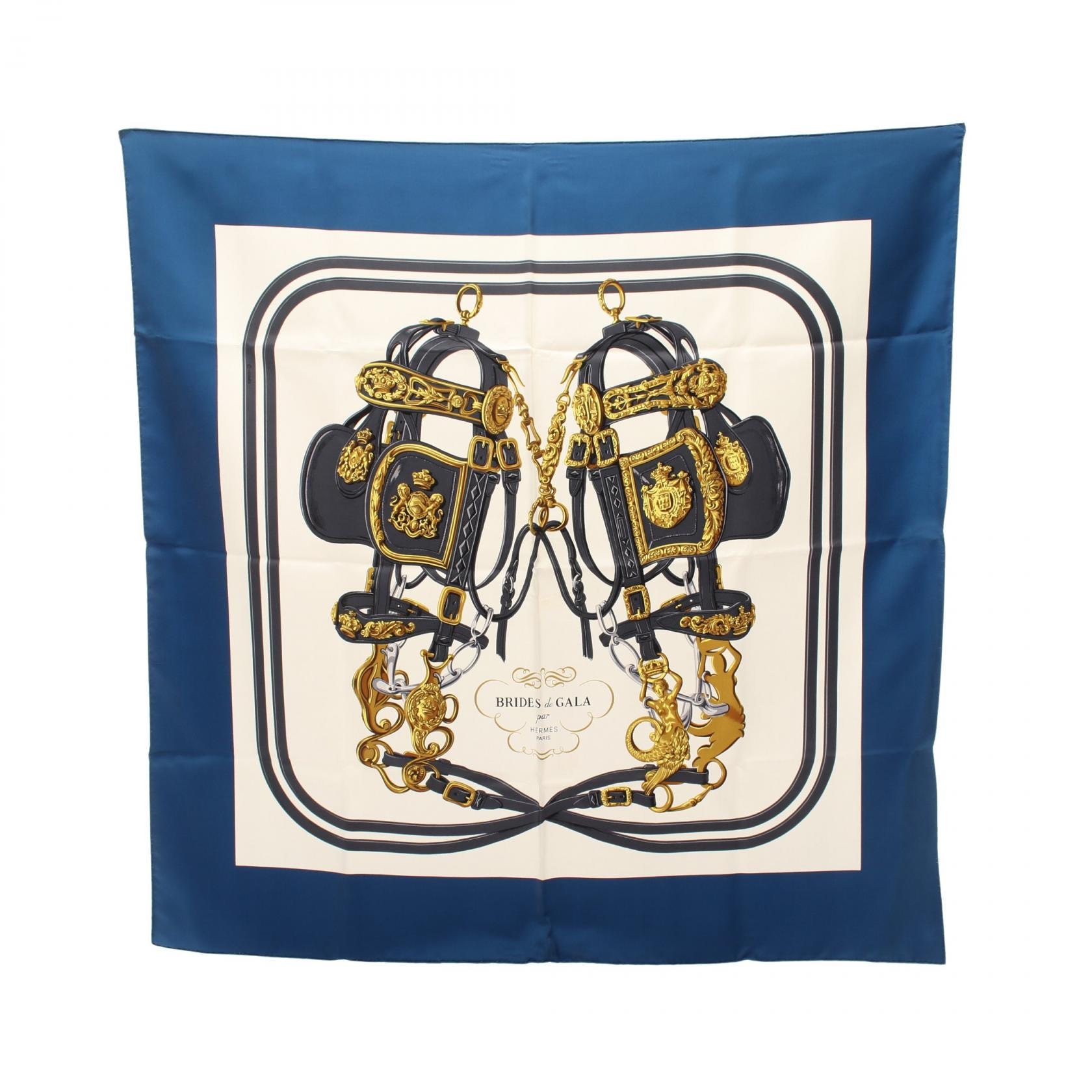 エルメス HERMES カレ90 BRIDES de GALA スカーフ 衣料品 シルク シルク レディース ブルー系 / マルチカラー 【中古】