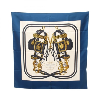 エルメス HERMES カレ90 BRIDES de GALA スカーフ 衣料品 シルク シルク レディース ブルー系 / マルチカラー 【中古】