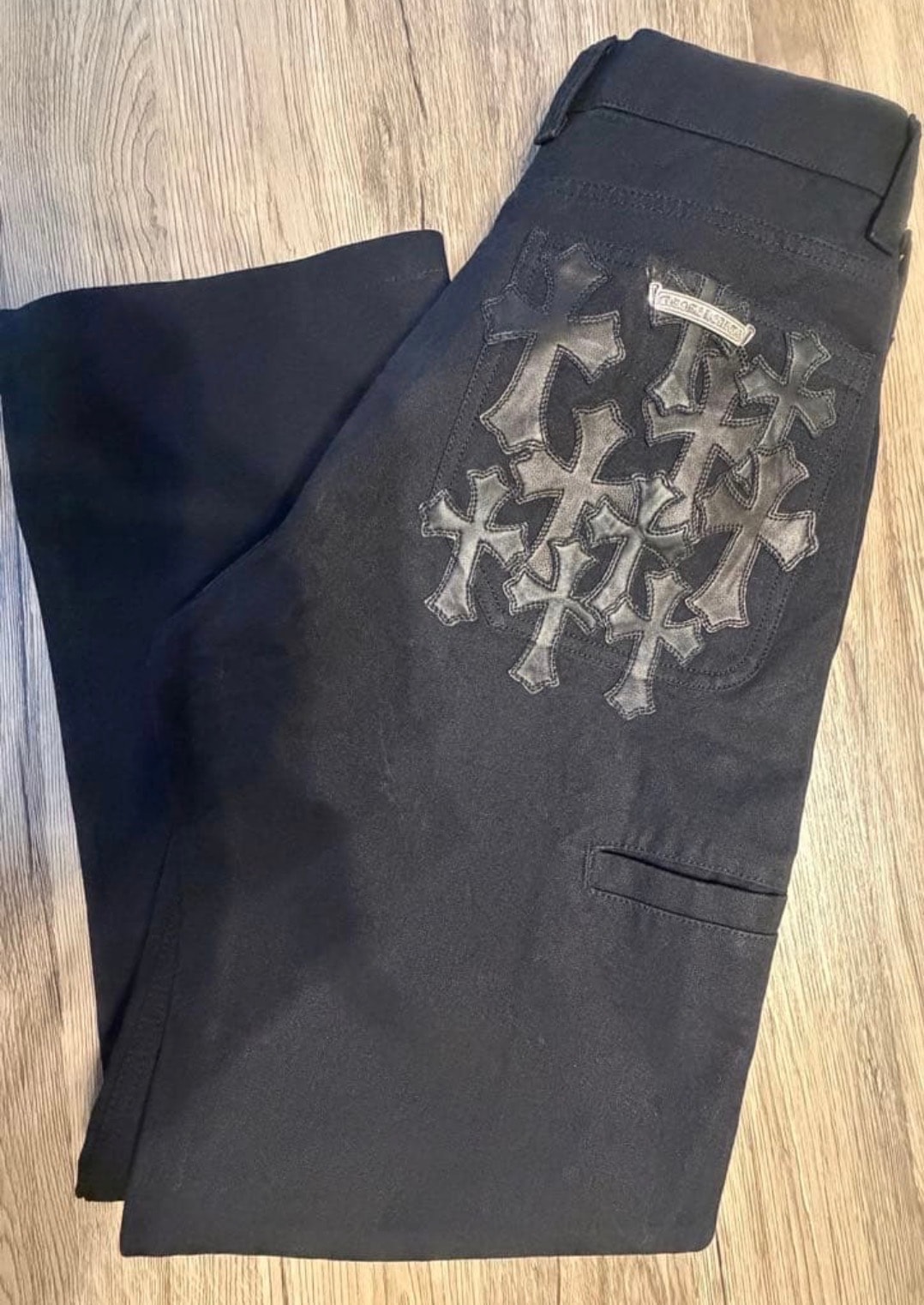 Chrome Hearts Cemetery Cross Patch Carpenter Pants "Black"
