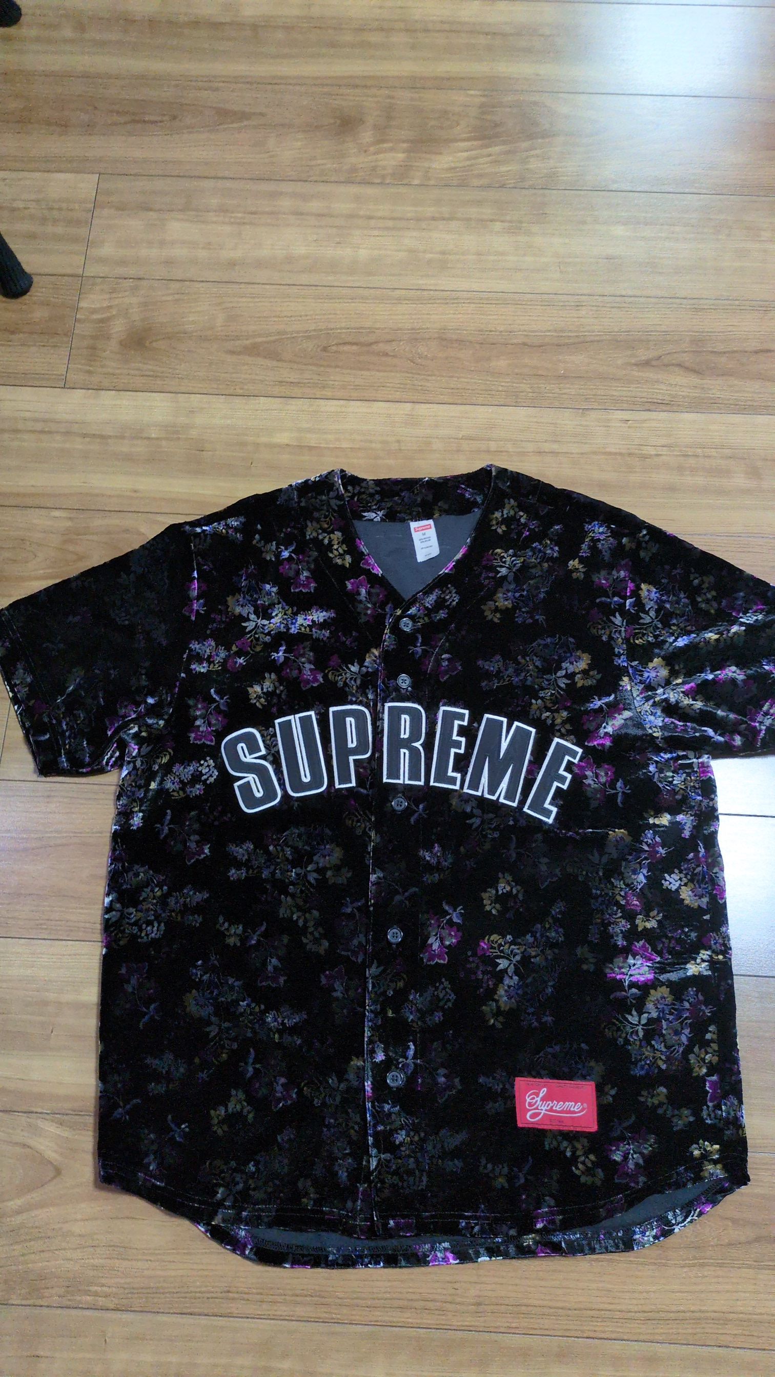 Supreme Floral Velour Baseball Jersey 