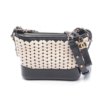 シャネル CHANEL ガブリエル ドゥ シャネル スモール ホーボー ショルダーバッグ バッグ レザー ニット レディース ホワイト系 / ブラック系 【中古】