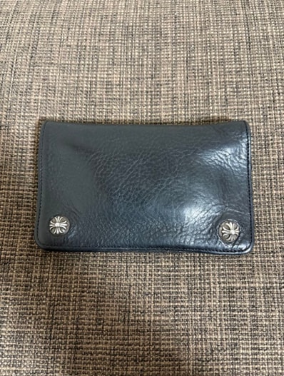 Chrome Hearts 2ZIP Cross Ball Button Leather Wallet "Black"