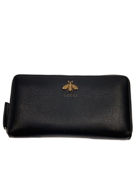 GUCCI Animalier Leather Zip Around Wallet