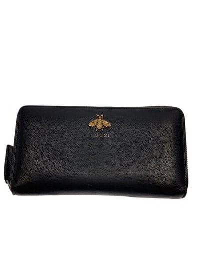 GUCCI Animalier Leather Zip Around Wallet